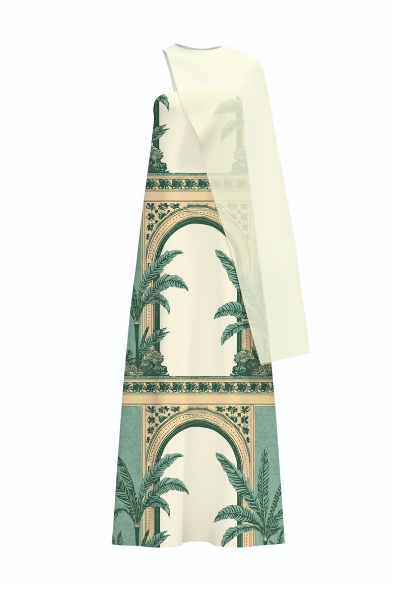 Tubi Ben Strapless Dress Viva With Shawl, Alternate, color, Viva Olive