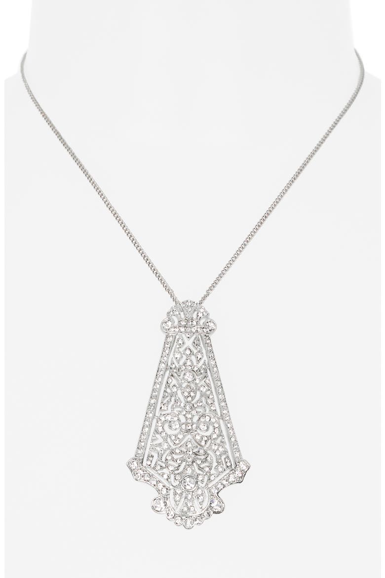 Art Deco Crystal Pendant Necklace, Alternate, color, SILVER