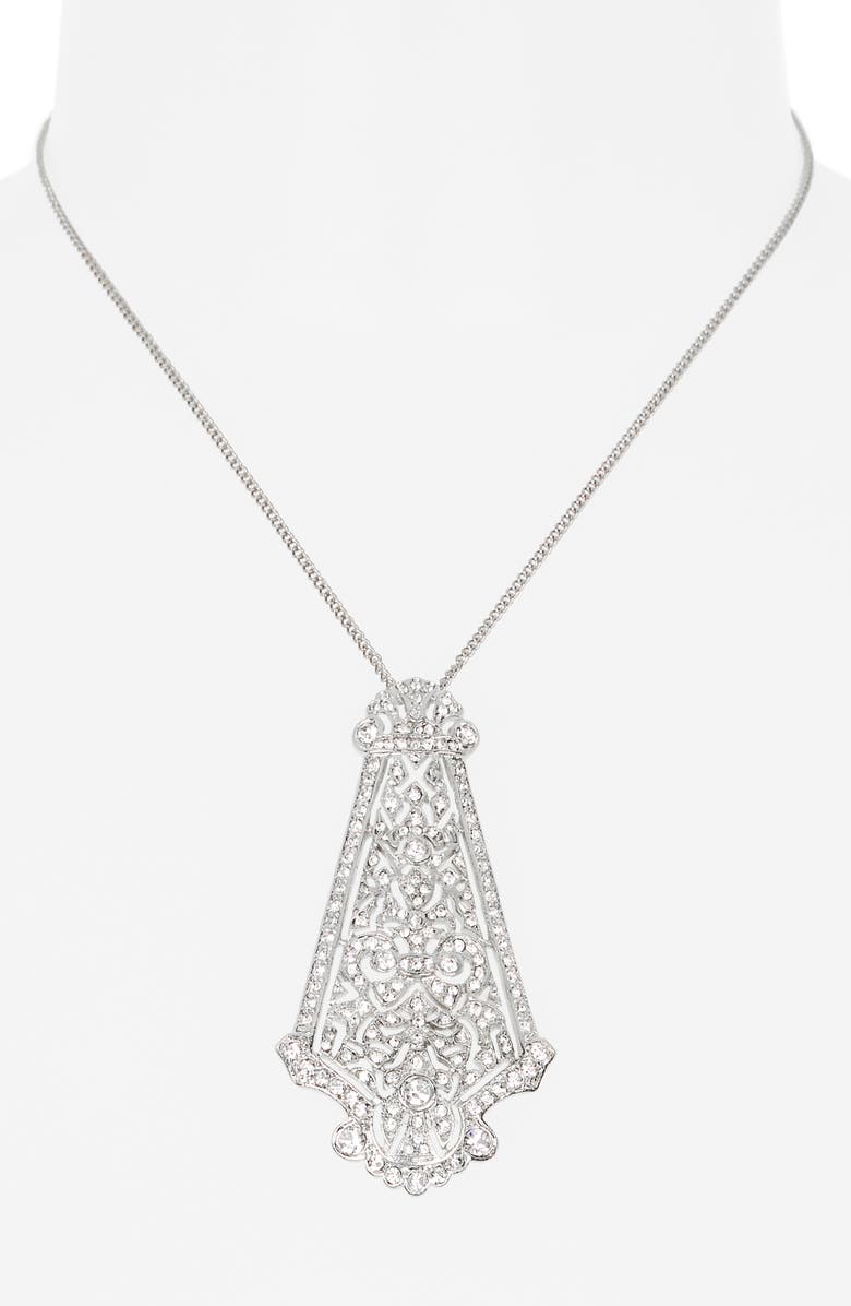 Kenneth Jay Lane Art Deco Crystal Pendant Necklace, Alternate, color, 