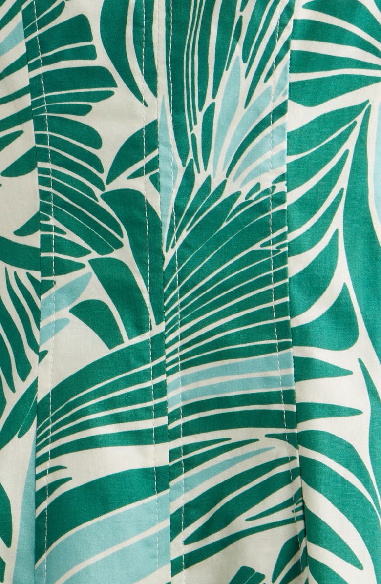 Vince Camuto Leaf Print Cotton Poplin Dress, Alternate, color, Green Mult