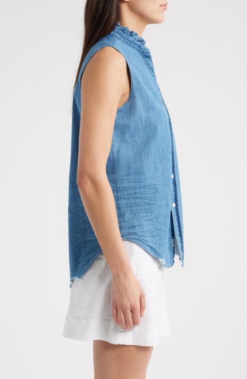 Frank & Eileen Distressed Sleeveless Cotton Button-up Shirt
