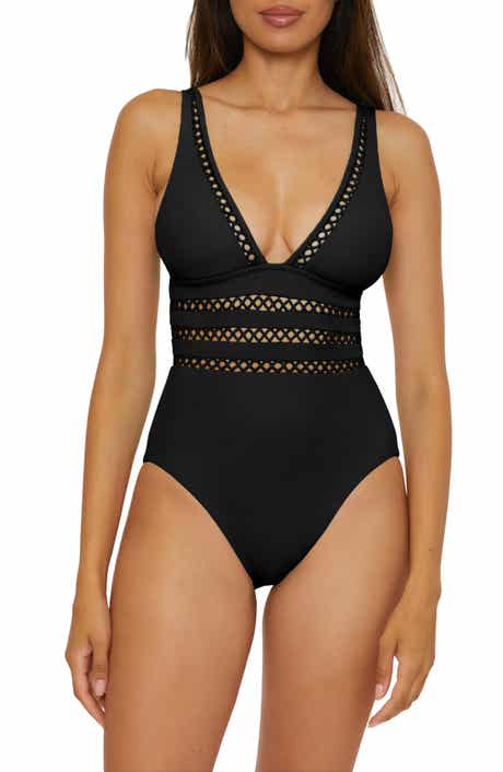 Becca Open Knit Inset One-Piece Swimsuit