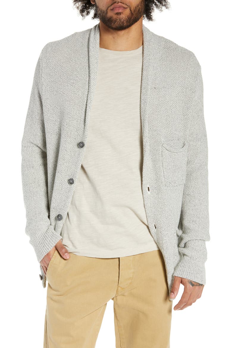 Oz Button Cardigan, Main, color, WHITE MARL