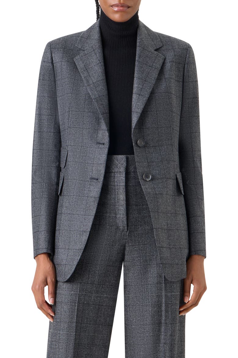Arie Wool Flannel Blazer, Main, color, CHARCOAL-BLACK