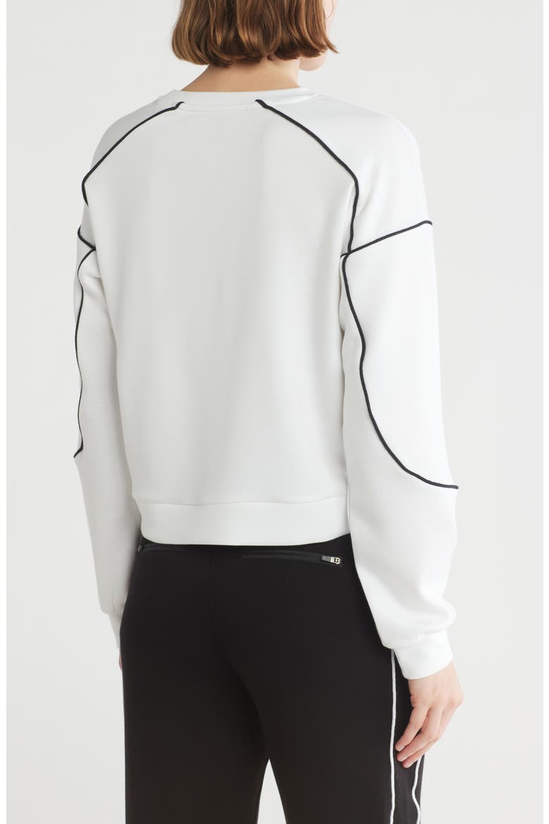 Contrast Piping Crop Sweatshirt, Alternate, color, EGRET