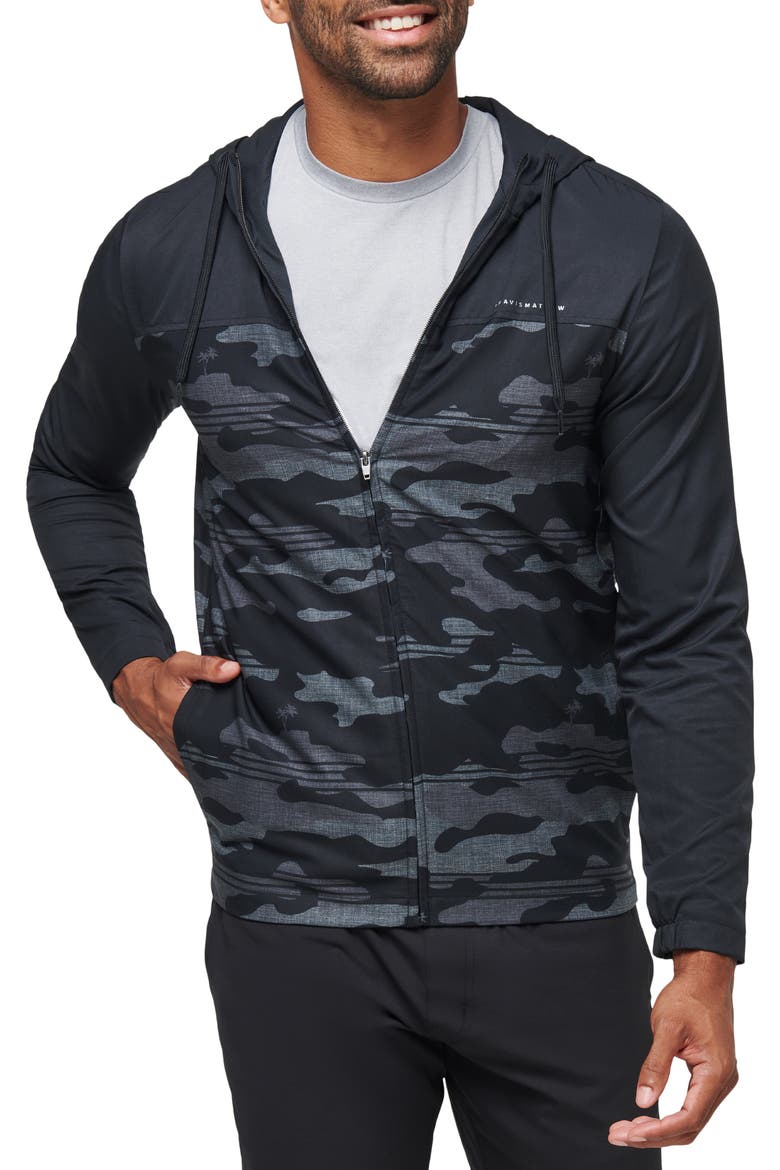 Camo Zip Hoodie, Main, color, BLACK