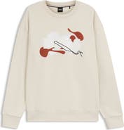 BOSS Soleri Abstract Graphic Cotton Fleece Crewneck Sweatshirt