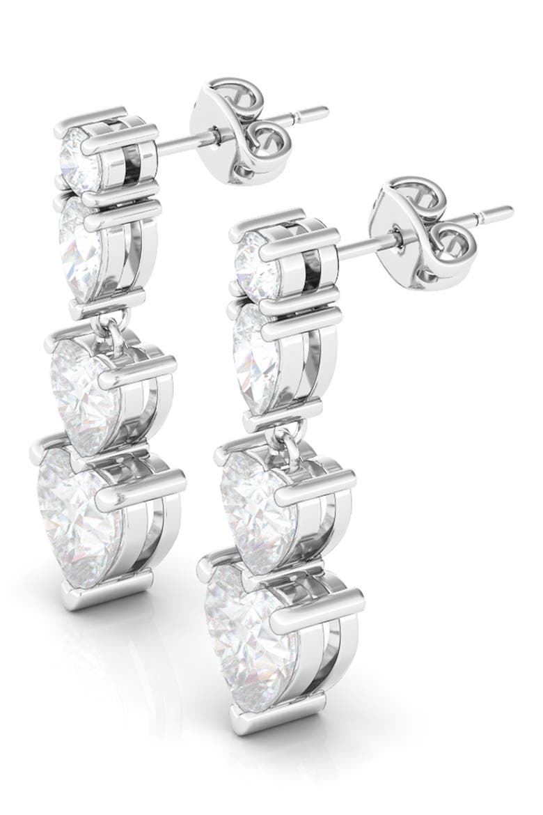 Lab Created Diamond Heart Drop Earrings, Alternate, color, 18K WHITE GOLD