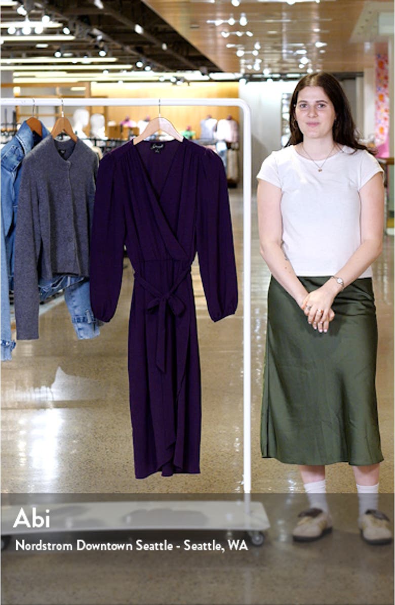 Long Sleeve Faux Wrap Midi Dress, sales video thumbnail
