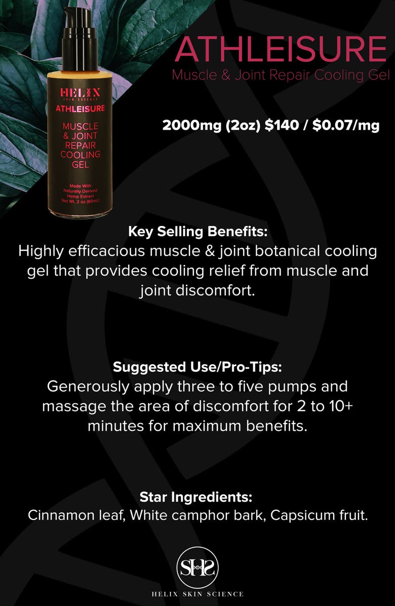 HELIX SKIN SCIENCE Muscle & Joint Repair Cooling Gel with CBD, Alternate, color, 