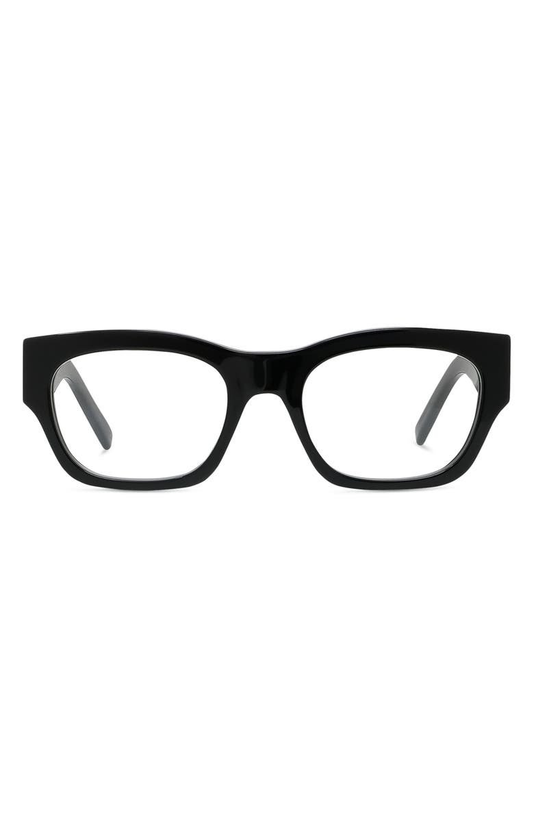 Givenchy 4G 51mm Rectangular Optical Glasses, Main, color, Shiny Black