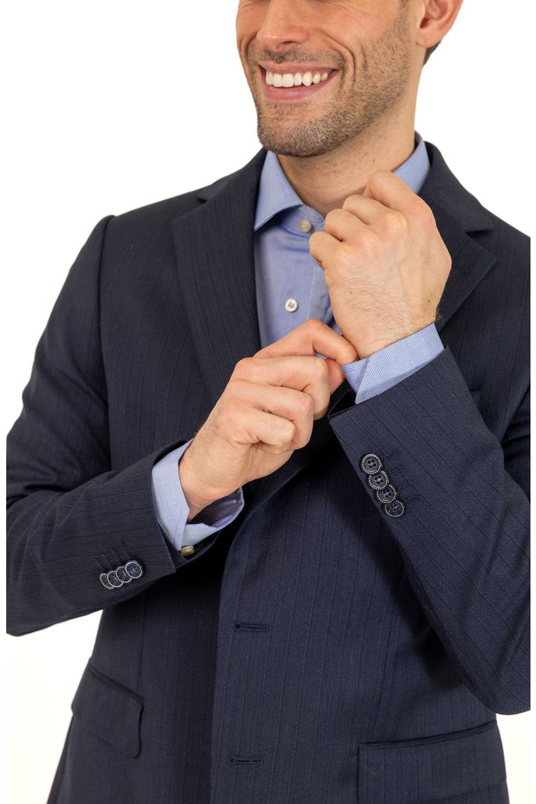 Trim Fit Wool Suit, Alternate, color, BLUE