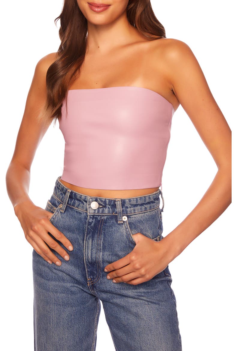 Faux Leather Crop Tube Top, Main, color, LIP GLOSS