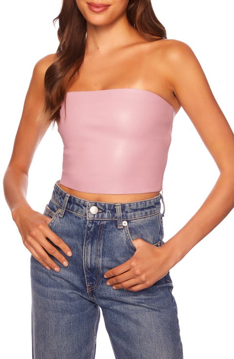 Faux Leather Crop Tube Top
