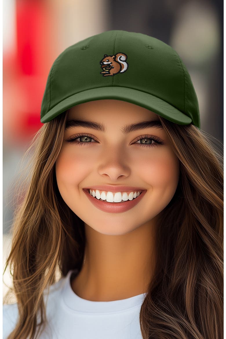 Squirrel Embroidered Outdoor Cap, Alternate, color, Olive