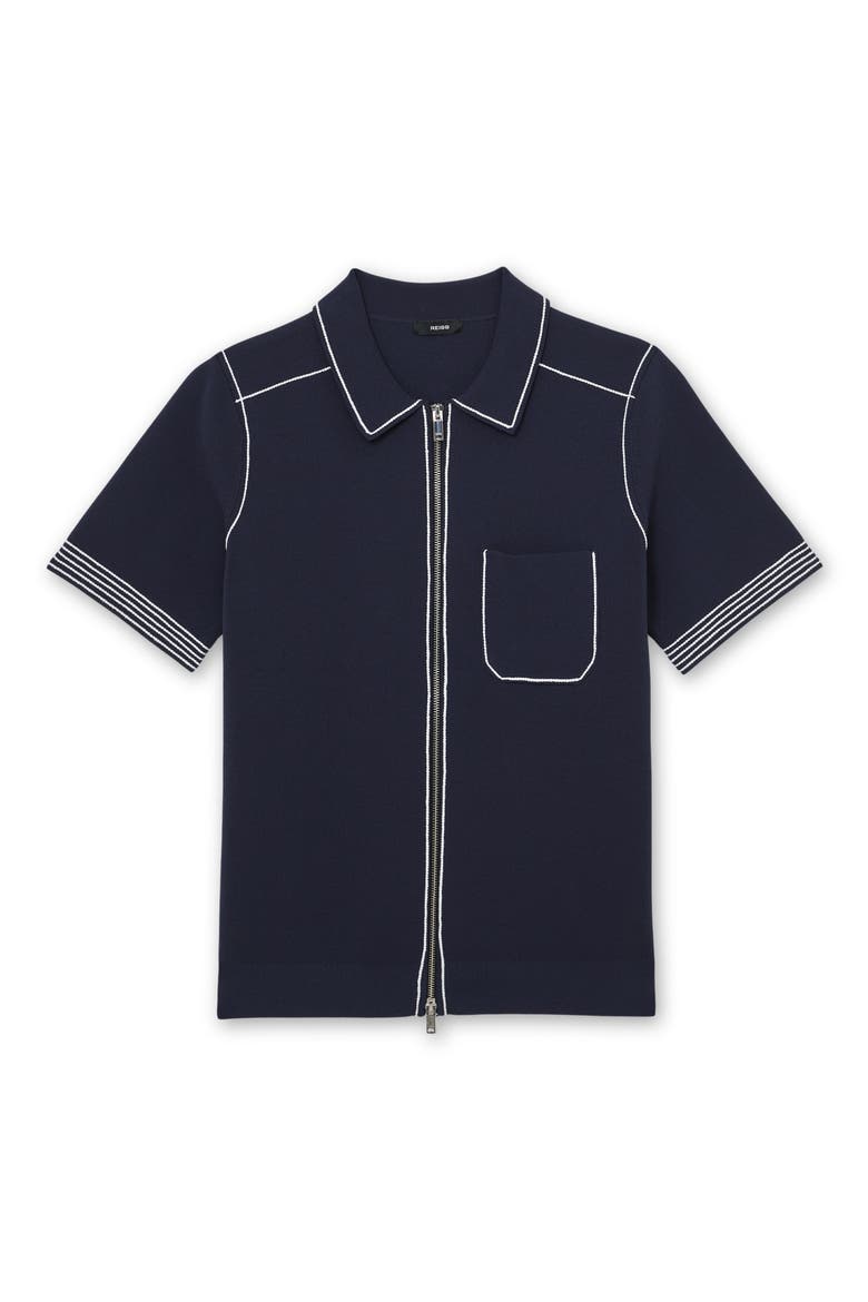 Blake Piped Zip Shirt, Alternate, color, NAVY