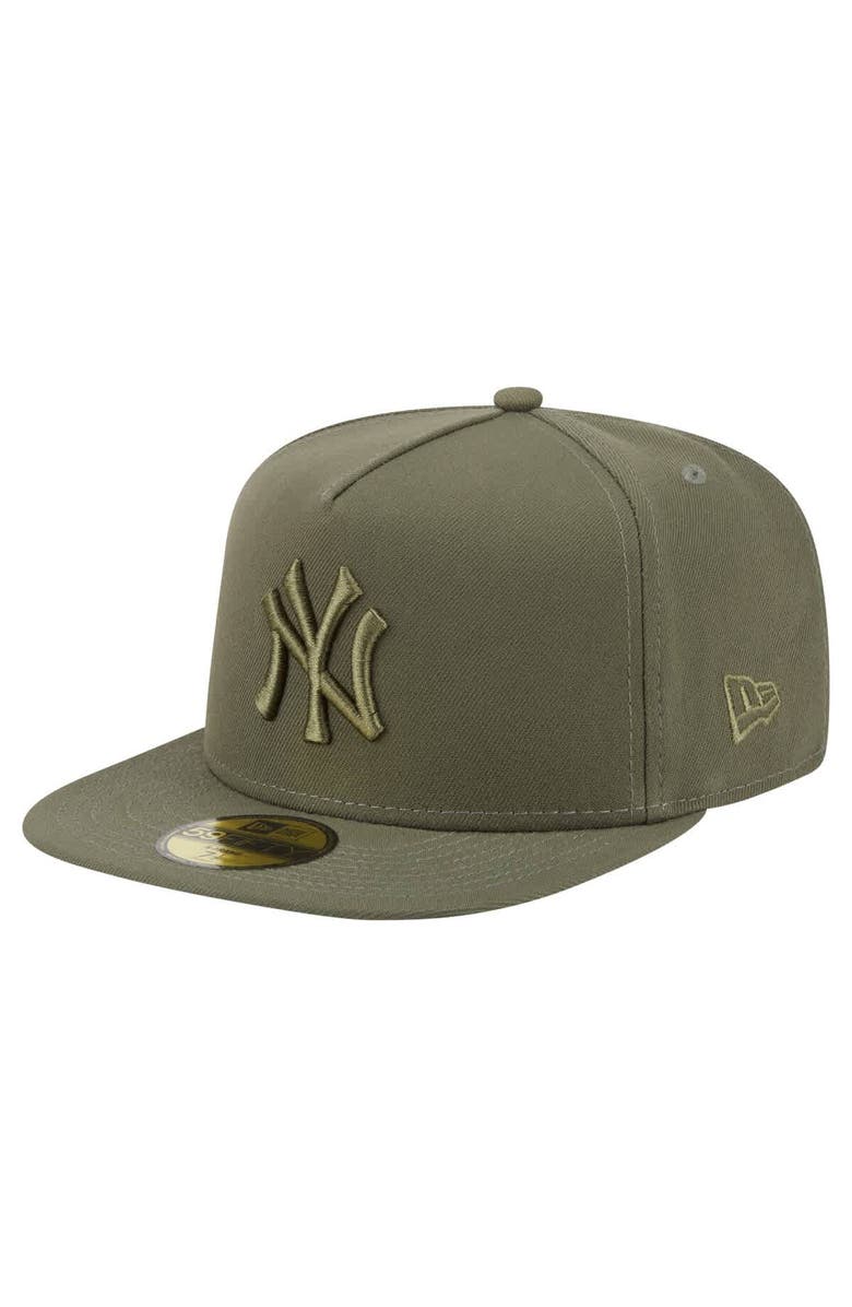 New Era Men's New Era Olive New York Yankees Color Pack A-Frame 59FIFTY Fitted Hat, Alternate, color,