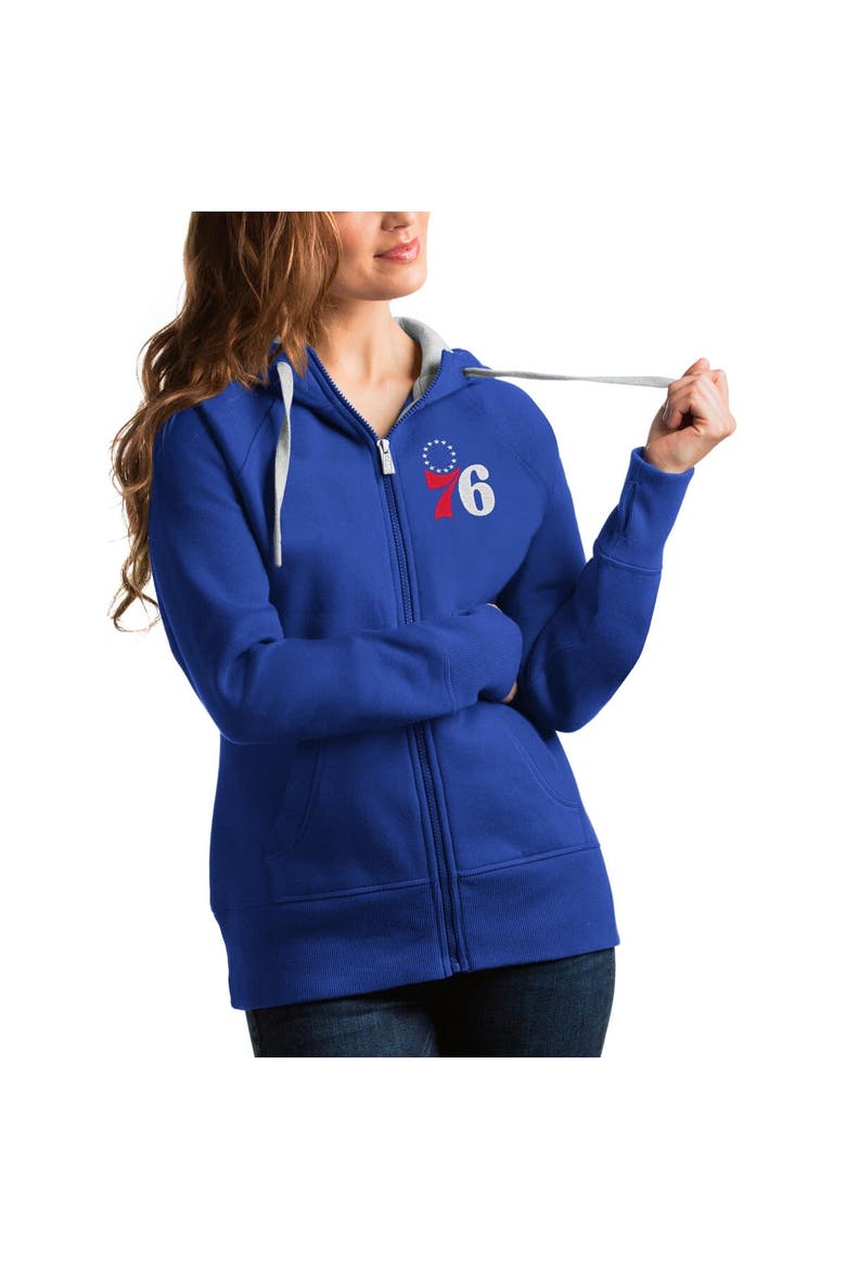 Women's Antigua Royal Philadelphia 76ers Victory Full-Zip Hoodie, Main, color, Royal
