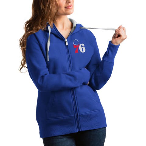 Women's Antigua Royal Philadelphia 76ers Victory Full-Zip Hoodie