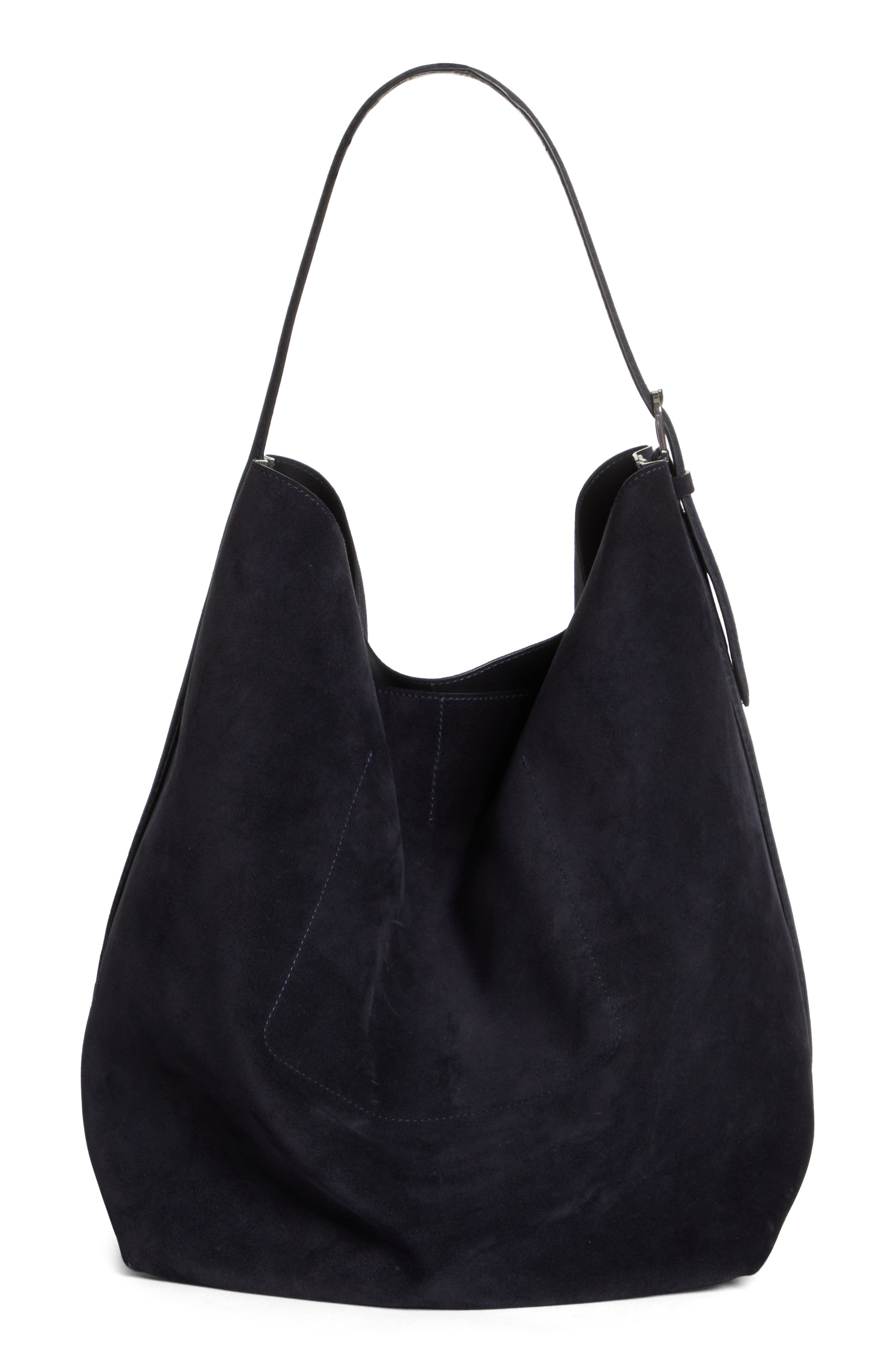 Suede Hobo Bag (Nordstrom Exclusive), Alternate, color, NAVY