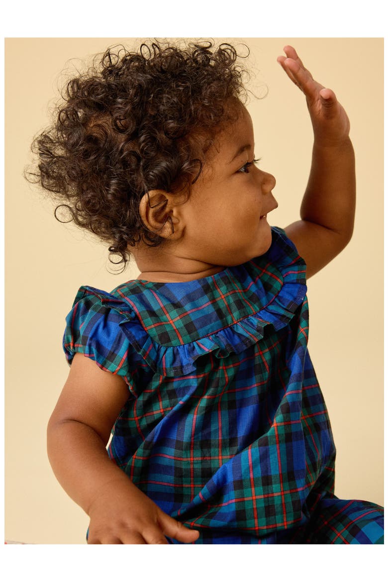 Plaid Ruffle Baby Romper, Alternate, color, Busan Holiday Plaid