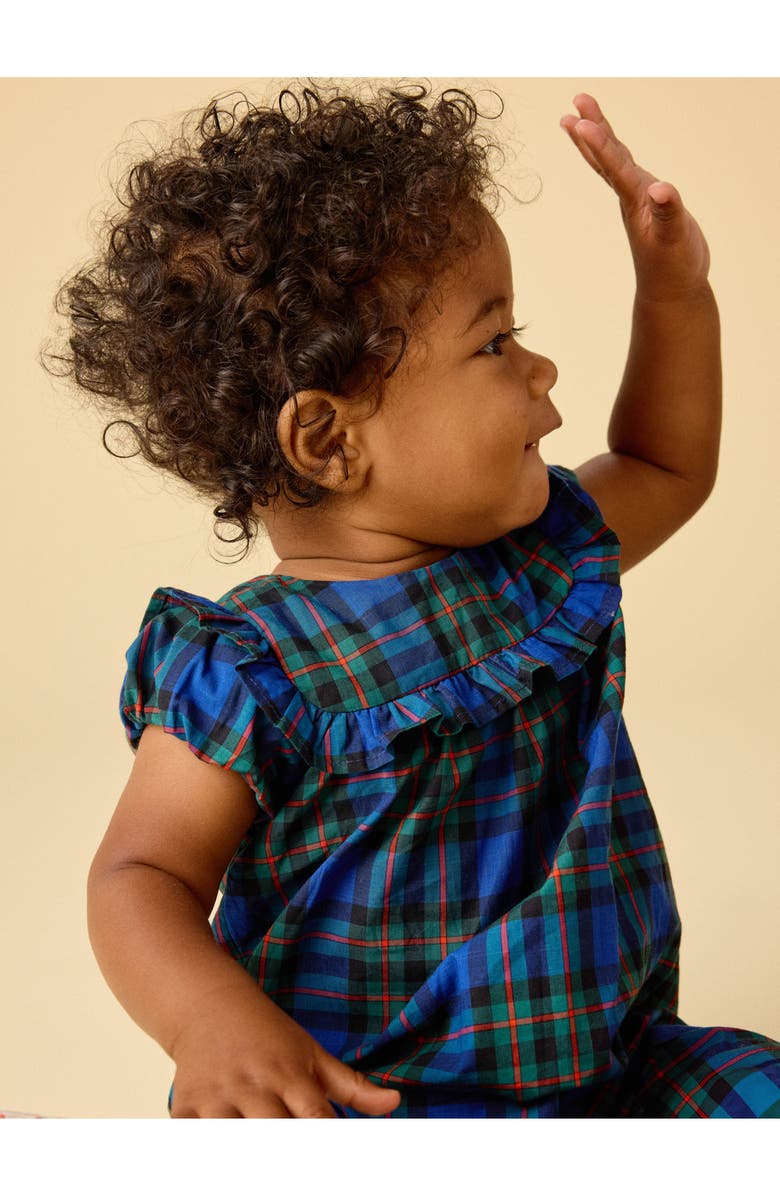Tea Collection Plaid Ruffle Baby Romper, Alternate, color, Busan Holiday Plaid