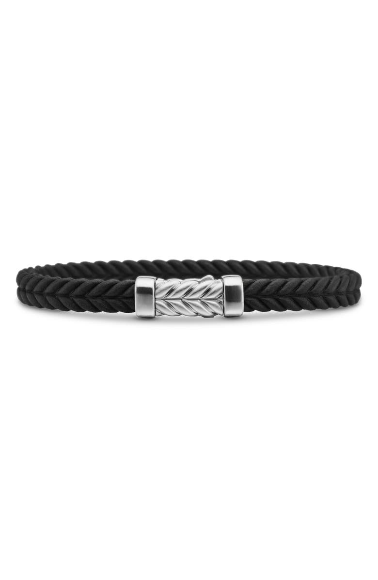 David Yurman Men's Chevron Rubber & Sterling Silver Bracelet, Main, color, Black