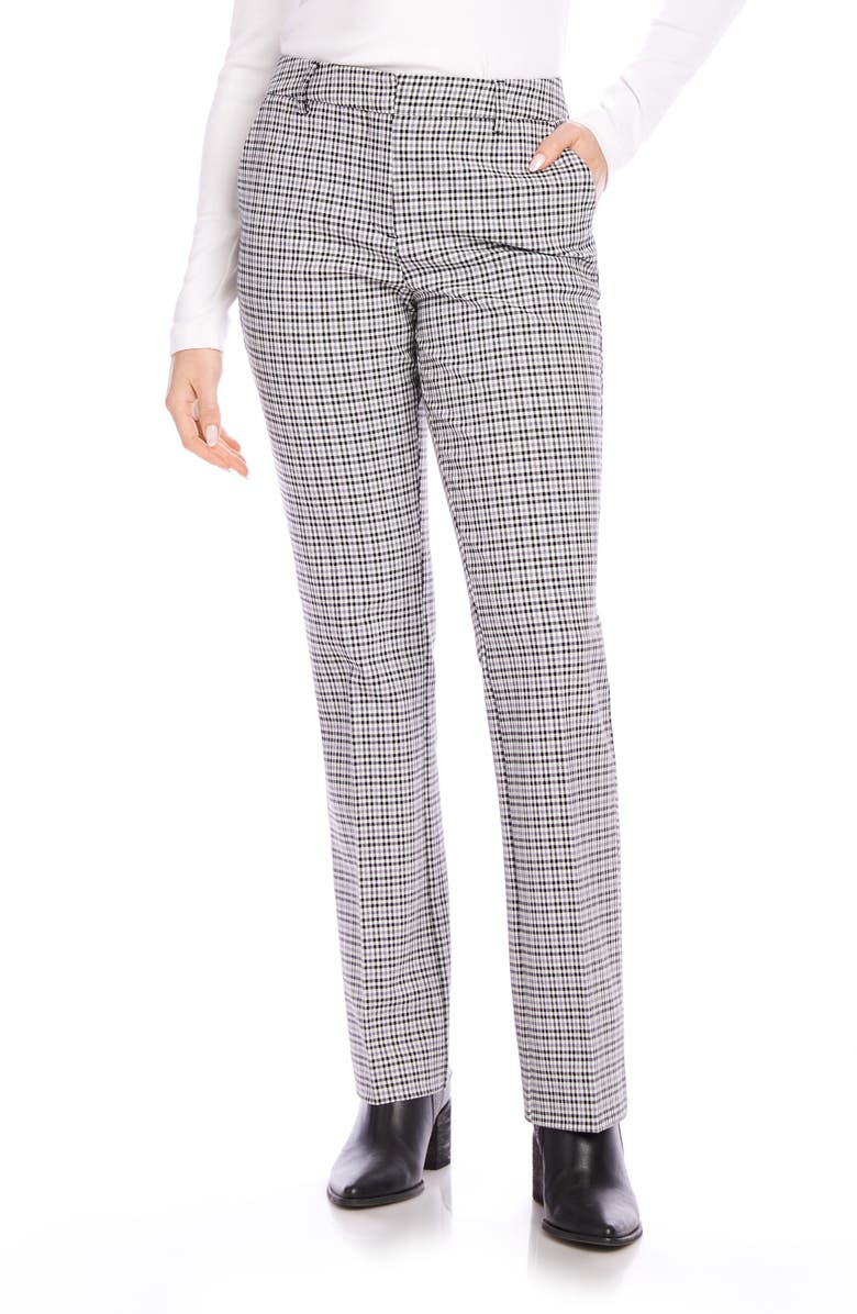 Karen Kane Plaid High Waist Straight Leg Pants, Main, color, Plaid