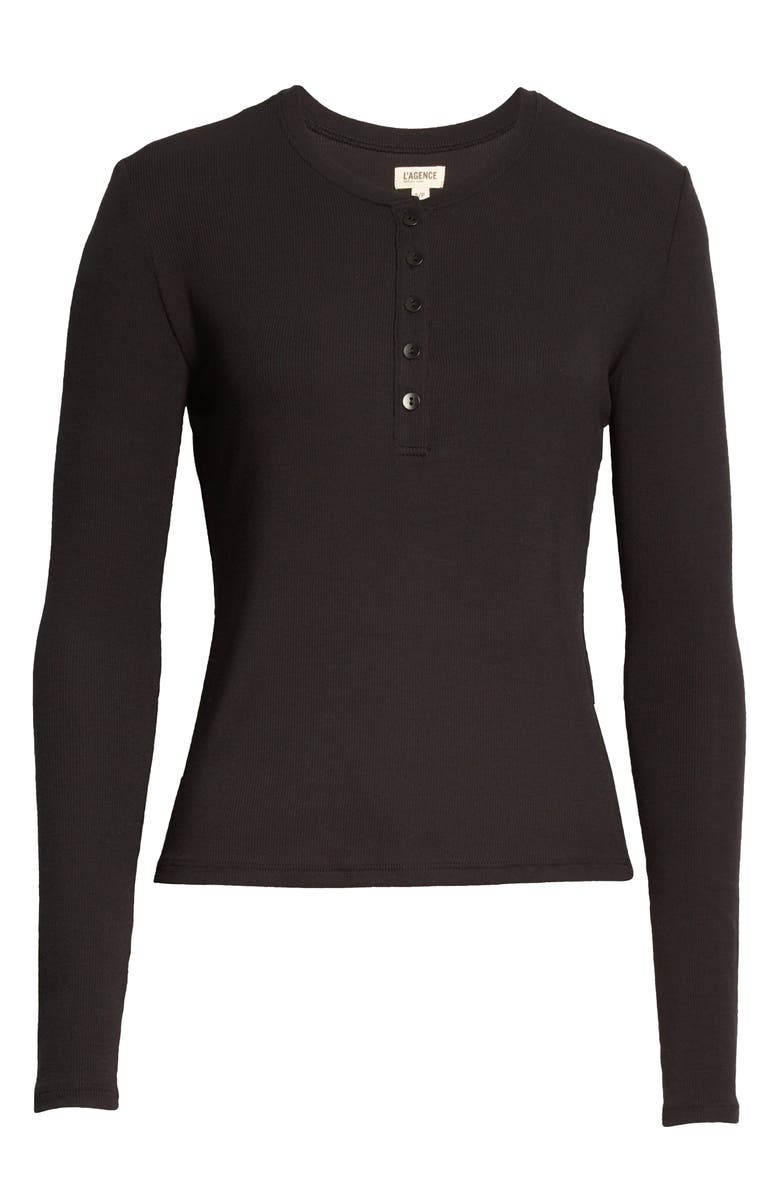 L'AGENCE Faith Long Sleeve Henley, Alternate, color, 