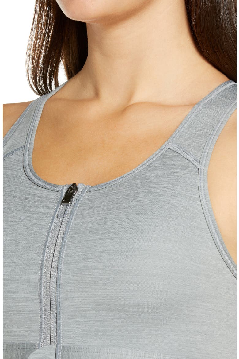 Dri-FIT Swoosh Zip-Front Sports Bra, Alternate, color, PARTICLE GREY/ HEATHER/ BLACK