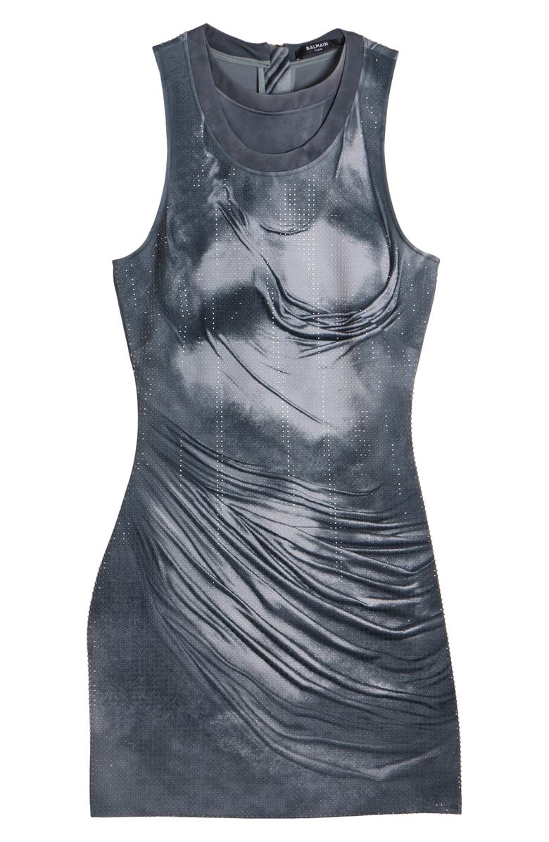 Balmain Crystal Embellished Trompe l'Oeil Layered Tank Minidress, Alternate, color, 