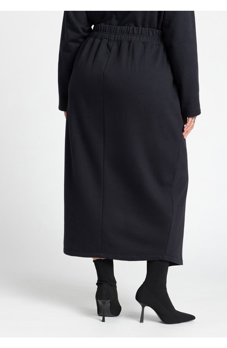 ELOQUII Maxi French Terry Skirt, Alternate, color, Black