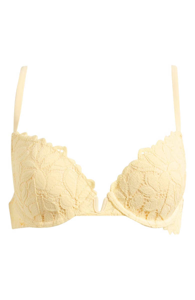 Etam Celeste Floral Lace Push-Up Underwire Bra, Main, color, Vanilla
