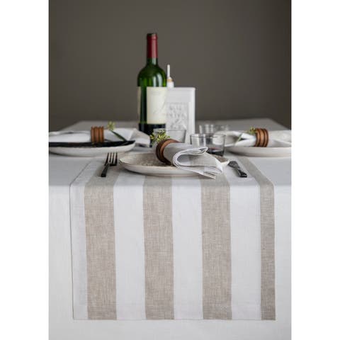 Linen Table Runner for Dining Table, Holiday and Everyday Table Decor - Cabana Stripe