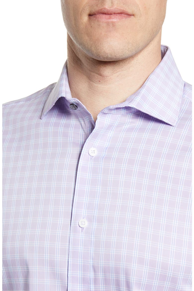 Slim Fit Stretch Non-Iron Plaid Dress Shirt, Alternate, color, LAVENDER