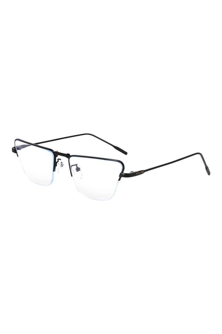 Aston 57mm Cat Eye Blue Light Blocking Glasses, Alternate, color, BLACK