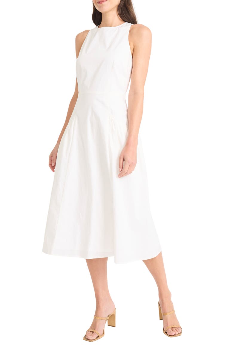 Jewel Neck Gathered Dress, Main, color, WHITE