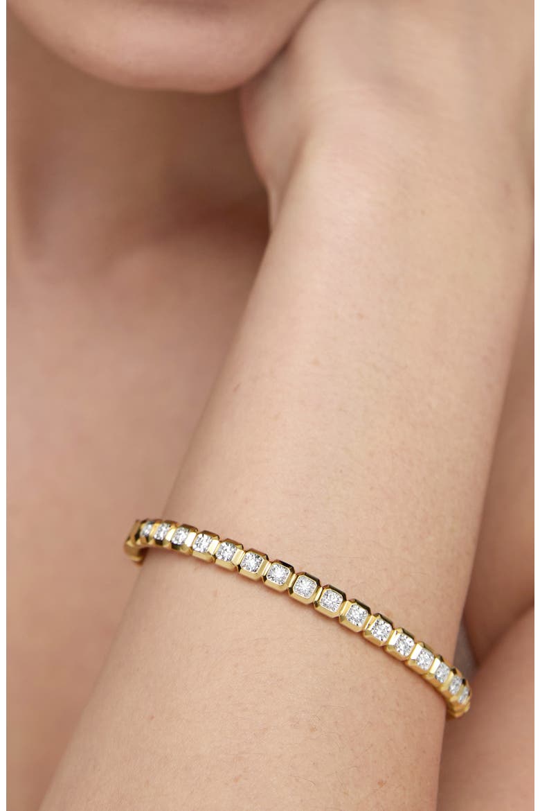 Asscher Set Lab Created Diamond Bangle, Alternate, color, 18CT GOLD VERMEIL / LAB DIA