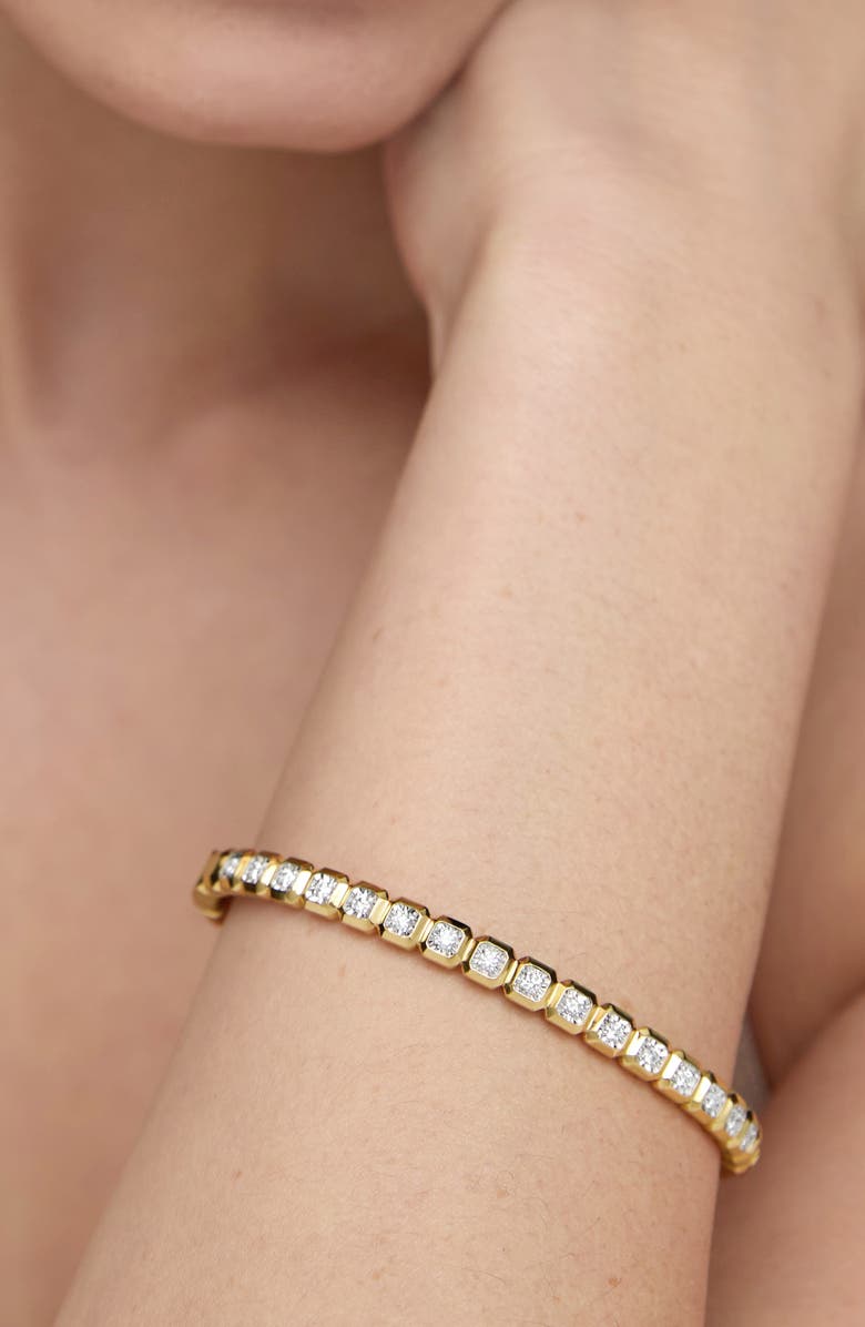 Monica Vinader Asscher Set Lab Created Diamond Bangle, Alternate, color, 18Ct Gold Vermeil / Lab Dia