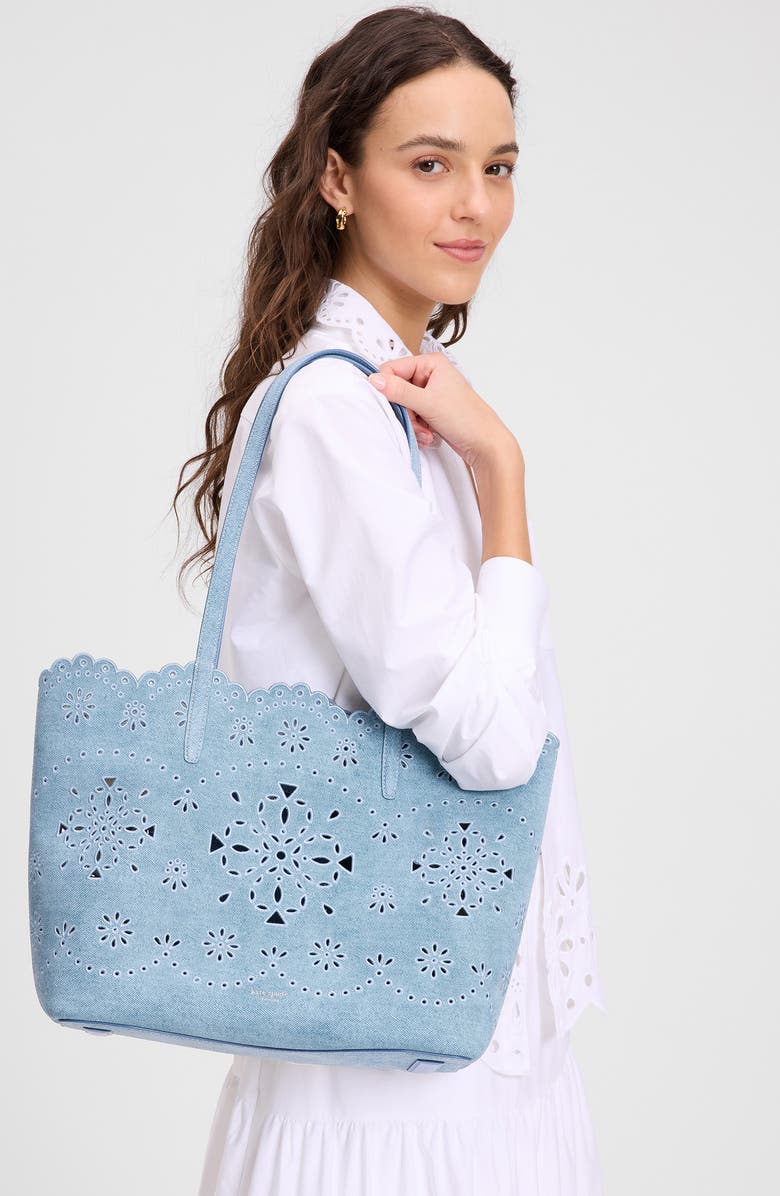 Kate Spade New York do it all spade floral perforated leather tote, Alternate, color,