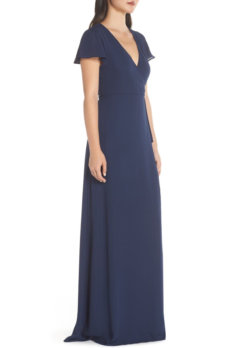 Noelle Wrap Dress, Alternate, color, RICH NAVY CRISP