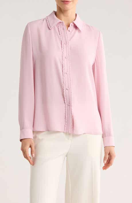 Gemma + Jane Lace Trim Button-Up Shirt