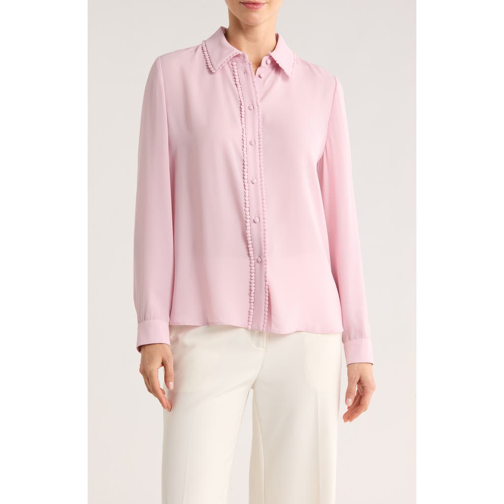 Gemma + Jane Lace Trim Button-up Shirt In Pink