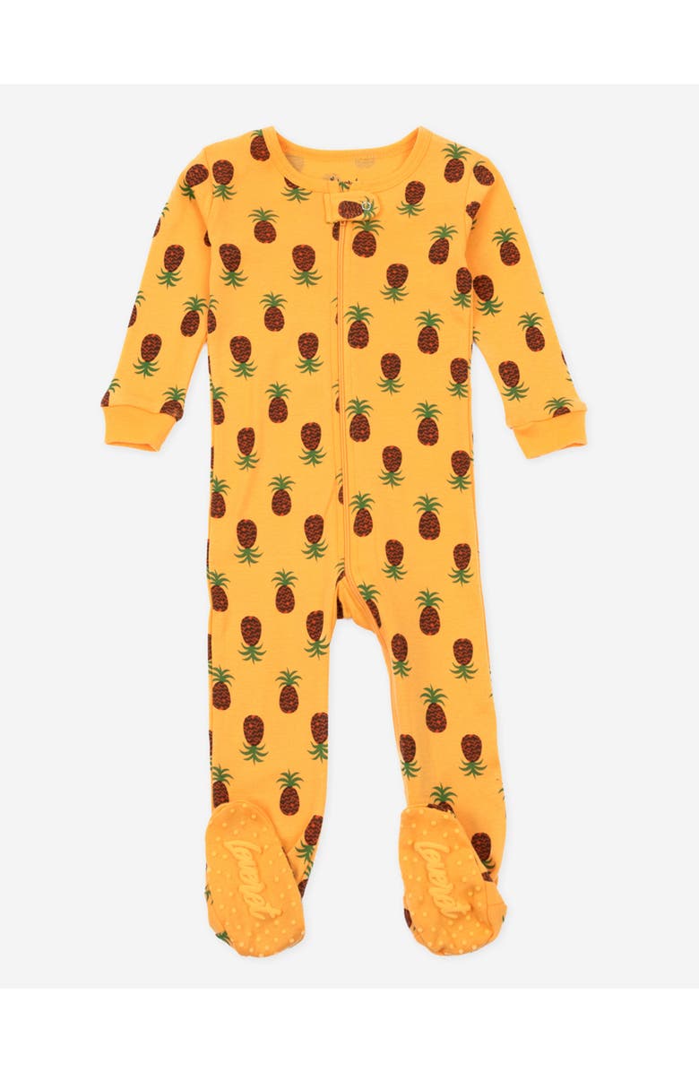 Leveret Footed Cotton Matching Family Pajamas, Nature & Water Prints, Main, color, Pineapple