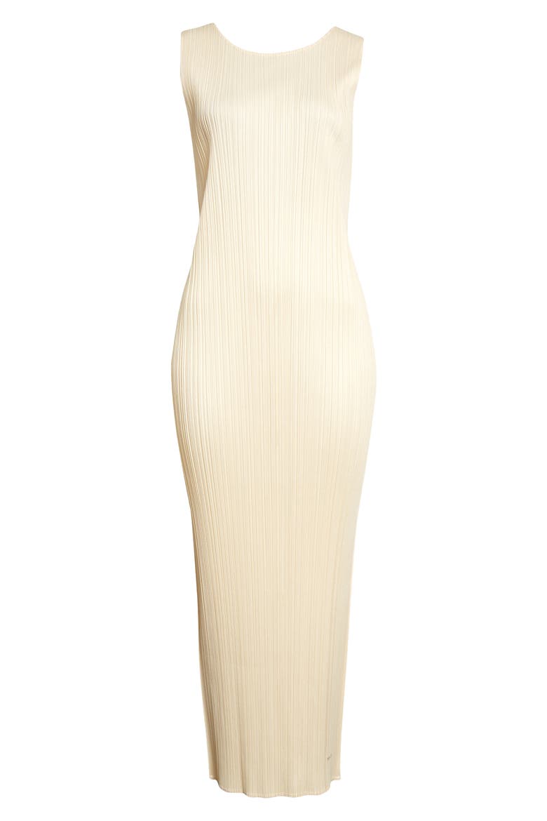 Pleated Midi Dress, Alternate, color, LIGHT BEIGE