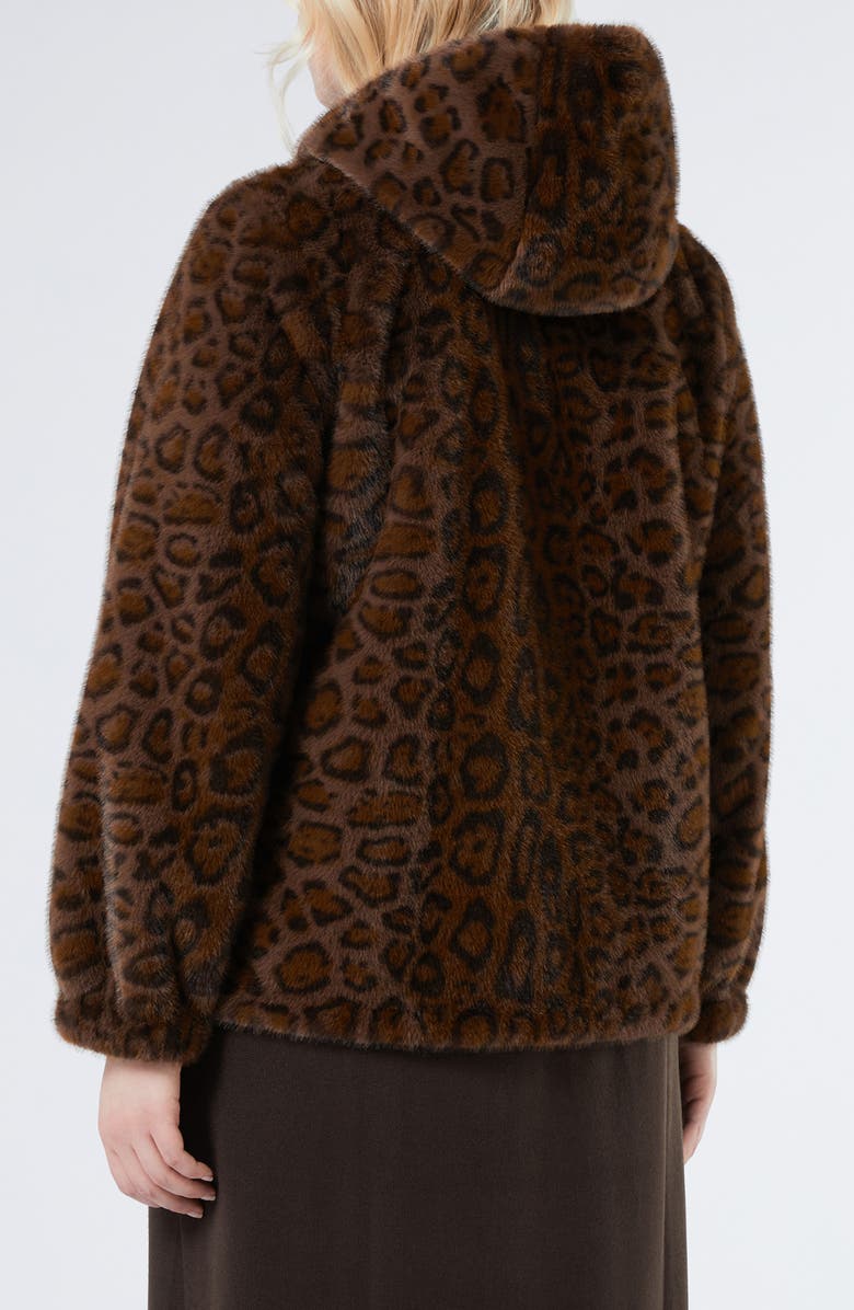 Marina Rinaldi King Reversible Faux Fur Hooded Coat, Alternate, color, Chocolate