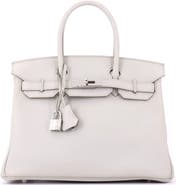 Pre-Owned Hermes Birkin Handbag Light Swift with Palladium Hardware 30