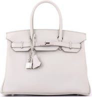Pre-Owned Hermes Birkin Handbag Light Swift with Palladium Hardware 30