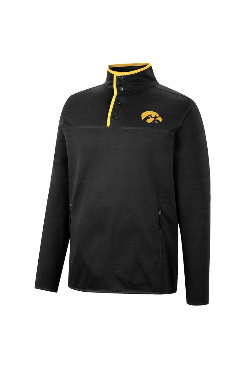 Men's Colosseum Black Iowa Hawkeyes Rebound Quarter-Snap Jacket, Alternate, color, Black