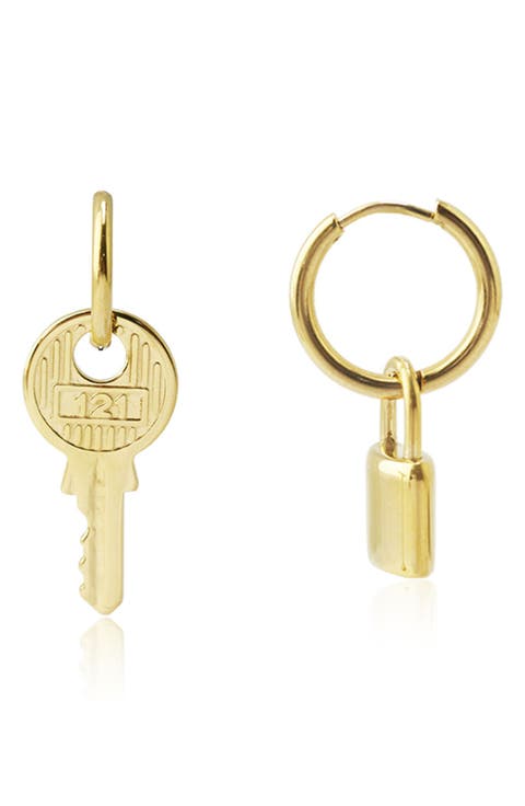 Lock It Mismatched Drop Earrings